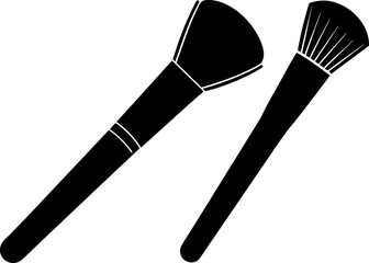 Makup brush art vectors and Set of black brush icon silhouette collections