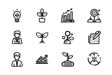 Personal Growth Upskill Icons Career Education Vector Outline Set Design  
