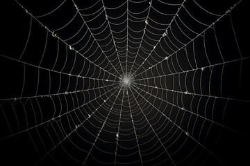 Obraz premium Detailed Spiderweb Threads with Water Droplets on Transparent Background Macro Shot
