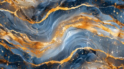 Fototapeta premium Abstract Gold Blue Marble Swirl Texture of excellence in splendor beyond compare with grace