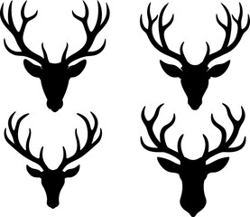 Antler art vectors and Set of black deer antlers icon silhouette collections