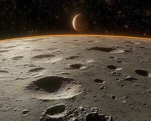 Alien Planet Surface, Crescent Moon