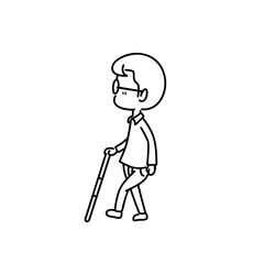 杖をつく人