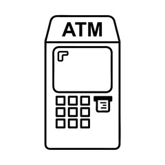 ATM machine icon outline style with black color