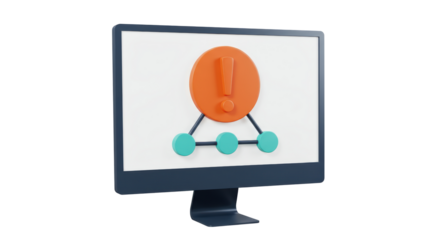 Isolated Computer Screen with Warning