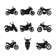 Motorcycle silhouette collection with various bike types