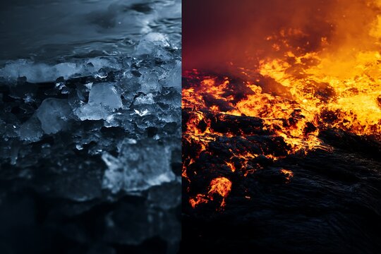 Lava Ice Versus Background Duel Wallpaper Design Template Image  
