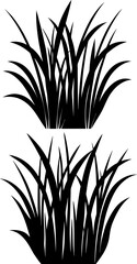 Grass art vectors and Set of black grass icon silhouette collections