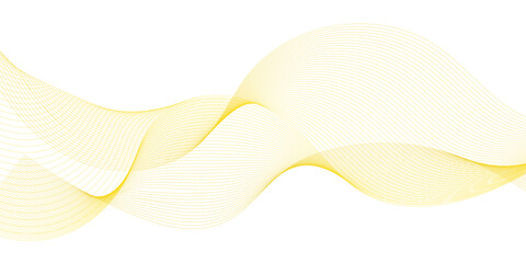 Wavy shiny golden moving wave lines design element for banner design. Abstract futuristic technology wave glowing lines background. Frequency sound wave technology, science, banner, template design.