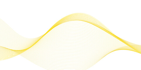 Wavy shiny golden moving wave lines design element for banner design. Abstract futuristic technology wave glowing lines background. Frequency sound wave technology, science, banner, template design.