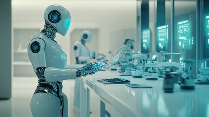 Fototapeta premium Futuristic Robotics Laboratory: Advanced AI and Automation