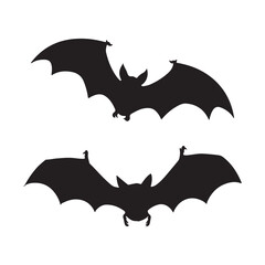 Silhouette of Halloween bat vector icon set illustration isolated on white background.