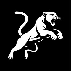 Black panther logo design emblem vector illustration template. Simple art icon sticker black and white of wild animals 