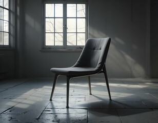 Gray Chair in Room with Sunlight Through Window
