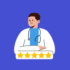 Male doctor smiling. Online doctor and medical consultation concept. clipboard, healthcare character.  medical check form report, health checkup