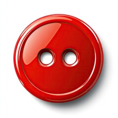 Fototapeta premium Shiny red two-hole button, glossy finish, isolated