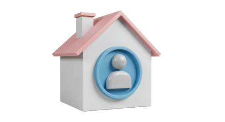 Isolated Home Icon with Person Inside