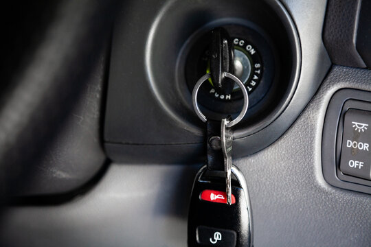 Car keys in ignition of car