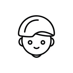 Cute Boy With Bowl Cut Hairstyle Smiling Cartoon Line Icon Design
