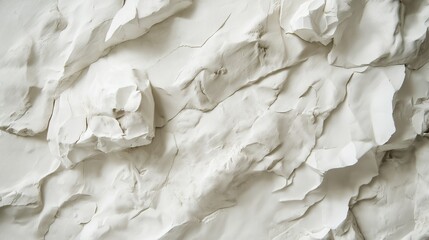 Obraz premium White sculpted texture resembling cracked plaster or eroded stone surface with organic, jagged contours and natural depth