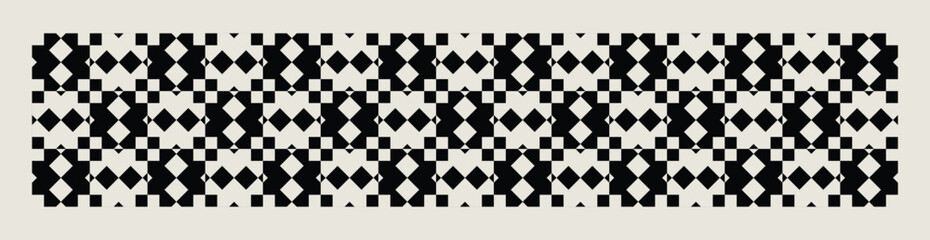 Geometric floral pattern in black and white. Repeated and decorative design that can be used for packaging, decorating, interior design, wallpapers, banners and more.