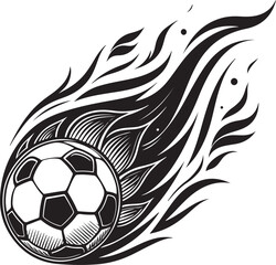 Football Fireball: A dynamic illustration of a football engulfed in flames, evoking a sense of power and passion.  This graphic design perfectly captures the thrill of the game.