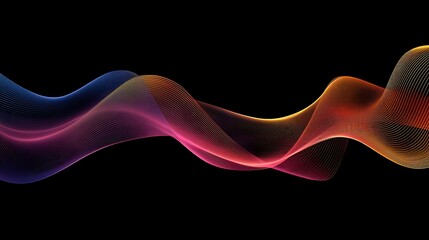 Abstract Colorful Waves Flowing Dark Background
