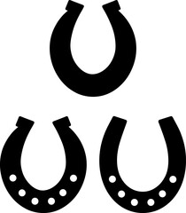 Horseshoe art vectors and Set of black horseshoe icon silhouette collections