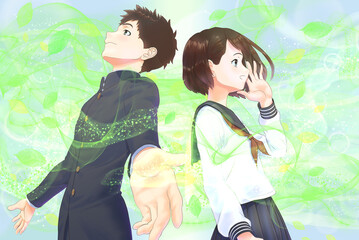 ポジティブ学生_新緑_A案_キャラ男女_葉_EFF全部入り