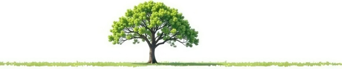 Fototapeta premium Single majestic tree against pure white background, natural, calm, peaceful