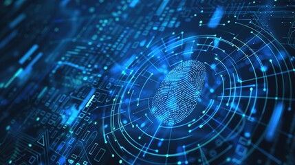 Obraz premium Digital Fingerprint Authentication: Secure Identity Verification Tech Background 