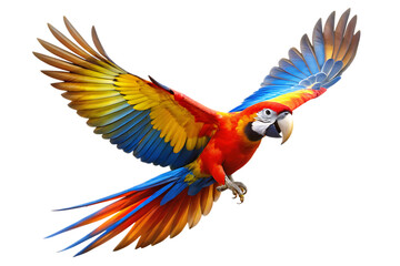 Fototapeta premium flying parrot isolated on white background PNG , AI GENERATED