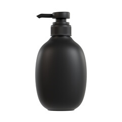 black plastic bottle isolated on transparent background