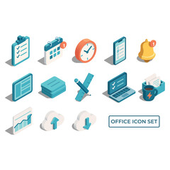 Isometric office icons - Icon set