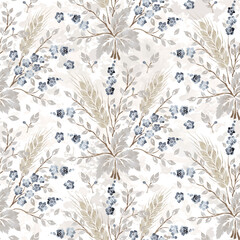 Cute pastel floral watercolor seamless pattern. Flower vector illustration background. Watercolor print in rustic vintage style, textile or wallpapers.