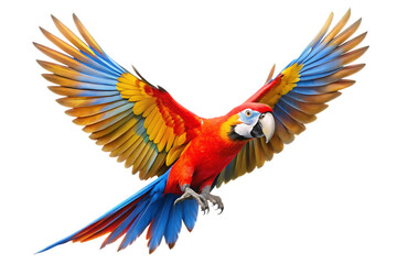 Fototapeta premium flying parrot isolated on white background PNG , AI GENERATED
