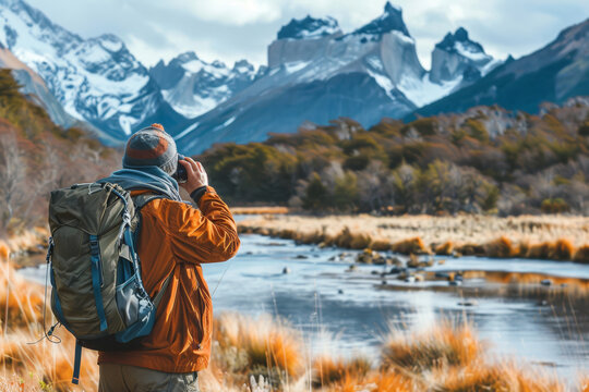 Nature photographer at golden hour - Powered by Adobe