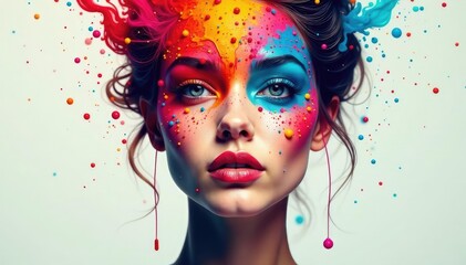 Obraz premium Symmetrical lines & shapes on a face, abstract design, contemporary, template, detail
