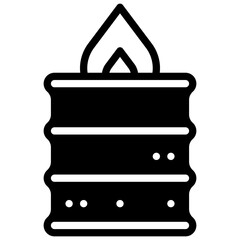 Barrel fire. Outlined stroke vector icon with black-filled details.