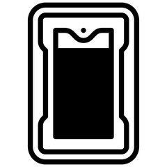 Phone. Outlined stroke vector icon with black-filled details.
