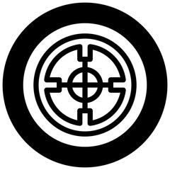 Target. Outlined stroke vector icon with black-filled details.