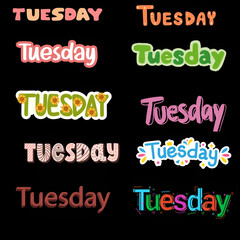Colorful and Decorative Tuesday Word Art for Design