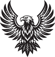 Obraz premium Soaring Eagle: A strong and confident eagle with outstretched wings, showcasing detailed feather design, embodying power and freedom.