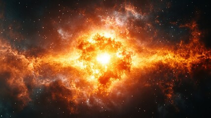 Explosive cosmic event outer space digital art nebula environment wide-angle view stellar creation concept