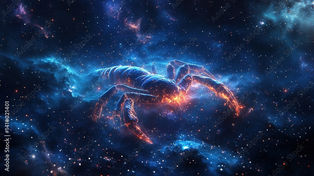 Poster cosmic crab exploration outer space digital art nebula aerial view sci-fi theme for visual impact