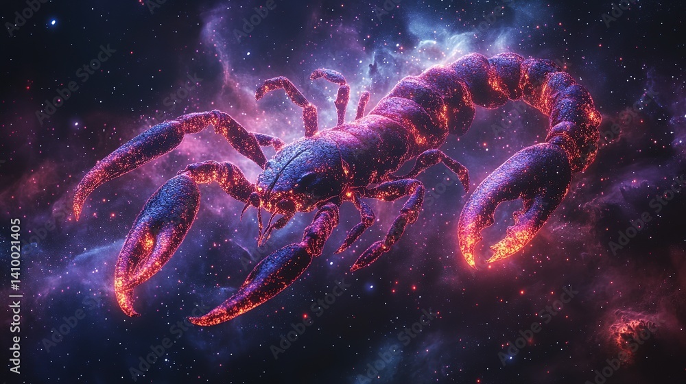 Poster exploring cosmic wonders a sci-fi scorpion in space digital artwork outer space fantasy environment
