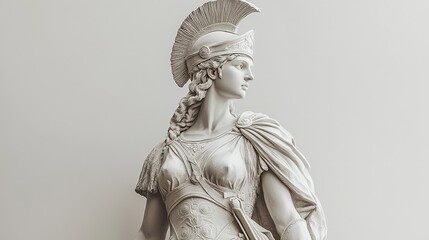 Obraz premium Classical sculpture of a warrior woman museum gallery fine art display elegant environment artistic perspective