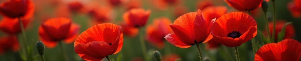 Fototapeta premium Close-up of a striking red poppy bouquet, sharp detail , beautiful, petals, detail