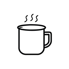 Hot Drink Icon Steaming Mug Vector Line Art Illustration