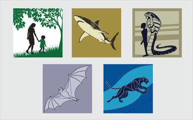 A set of black vector bird silhouettes for nature design and animal illustration icons